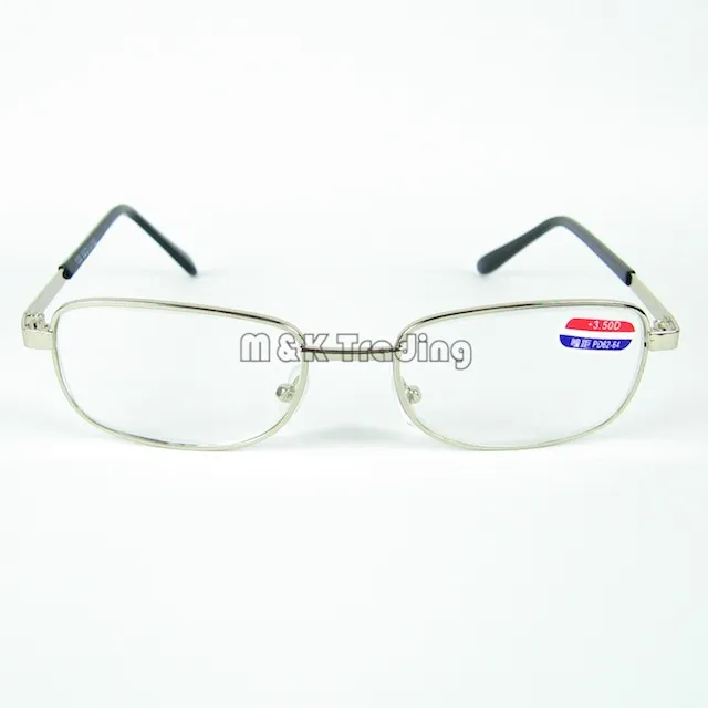 Full Rim Silver Color Metal Frame Elderly Reading Glasses With Power Lens Farsightedness Shipment4785057