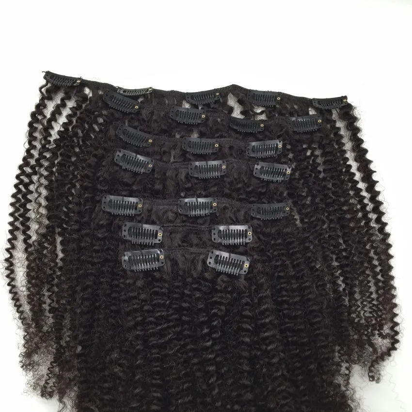 Clip afroamericana mongola riccia in estensioni dei capelli umani Clip afroamericana in estensioni umane donne nere Clip Ins