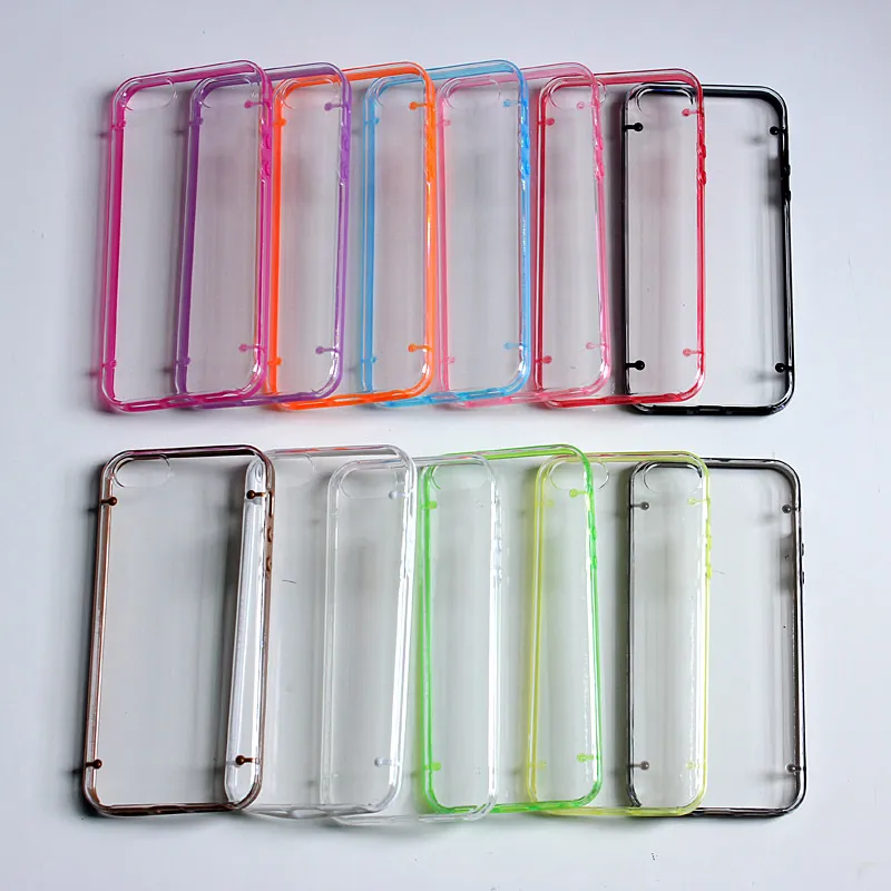 Pour iPhone 6 6S Plus TPU Case Lumineux Transparent Mince Cristal Clair Dur PC Couverture Pour iPhone5 5S 4 4S Cas