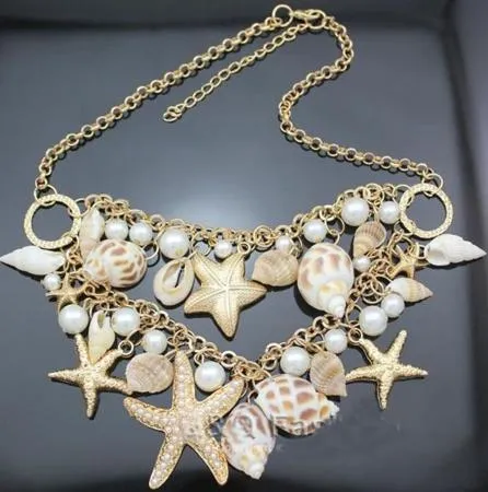 Retail 2015 Fashion White Pearl Gold Stone Chunky Bib Pendant Chain ...