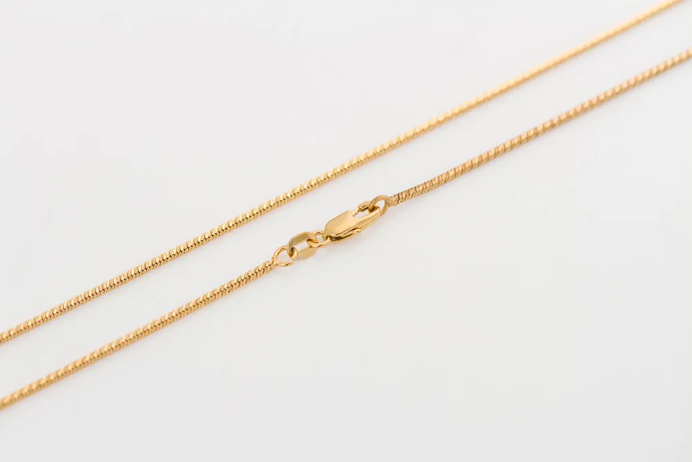60cm Chain Classic Long Thin Round Snake Gold Chain For Men Women 1.3mm 7.2 Grams 18K Yellow Gold Filled Pendant Necklace
