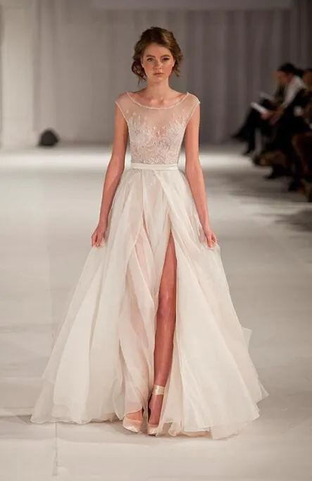 Elie Saab robe de soirée pure dos nu robes de soirée mancherons broderie perlée longues robes de bal en tulle avec fente latérale