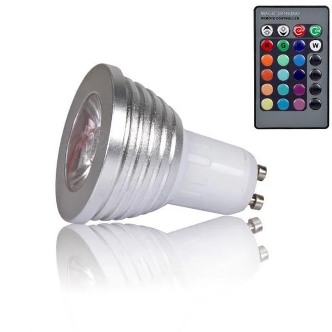 epacet RGB 3W E27 GU10 LEDランプライトE14 GU5.3 85-265V MR16 12V LEDスポットライト点灯点灯電球16カラーチェンジ+ IRリモコン