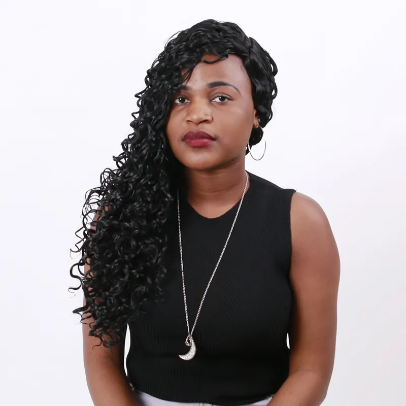 Afrikanska kvinnor lockiga fluffiga hår peruker afro toppkvalitet 65 cm lång naturligt svart syntetiskt hår cosplay peruker snicker värmebeständig wig229k