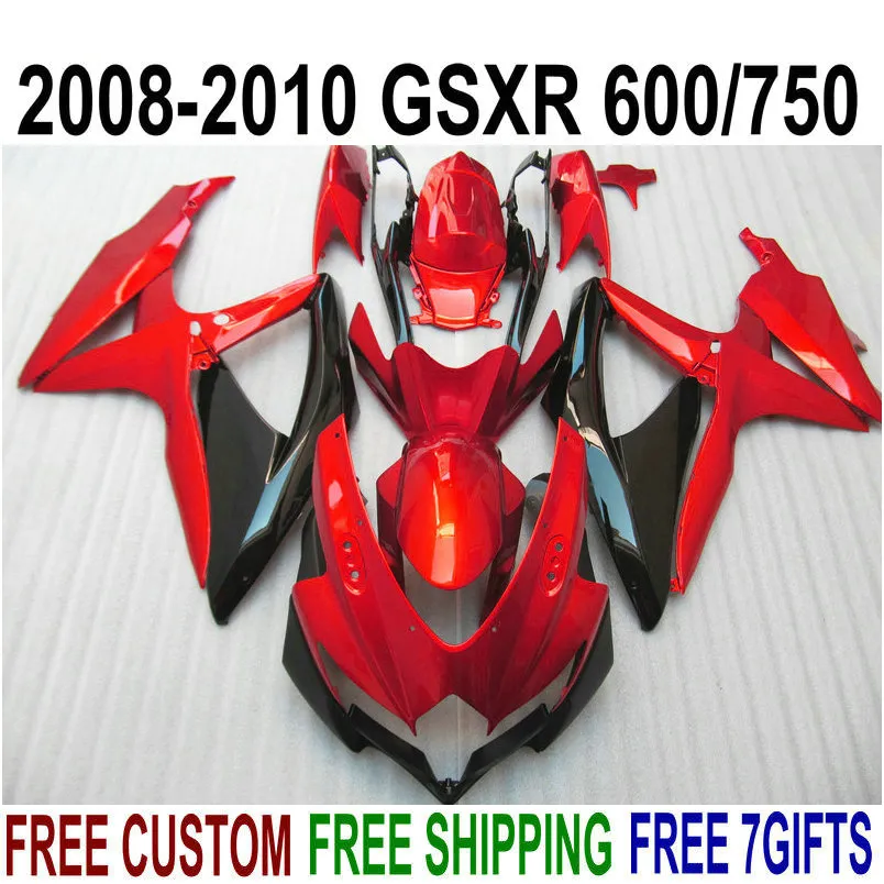 스즈키 GSXR750 용 최저 가격 ABS 페어링 키트 GSXR600 2008 2009 2010 K8 K9 GSXR600 / 750 08-10 레드 블랙 페어링 세트 R23P