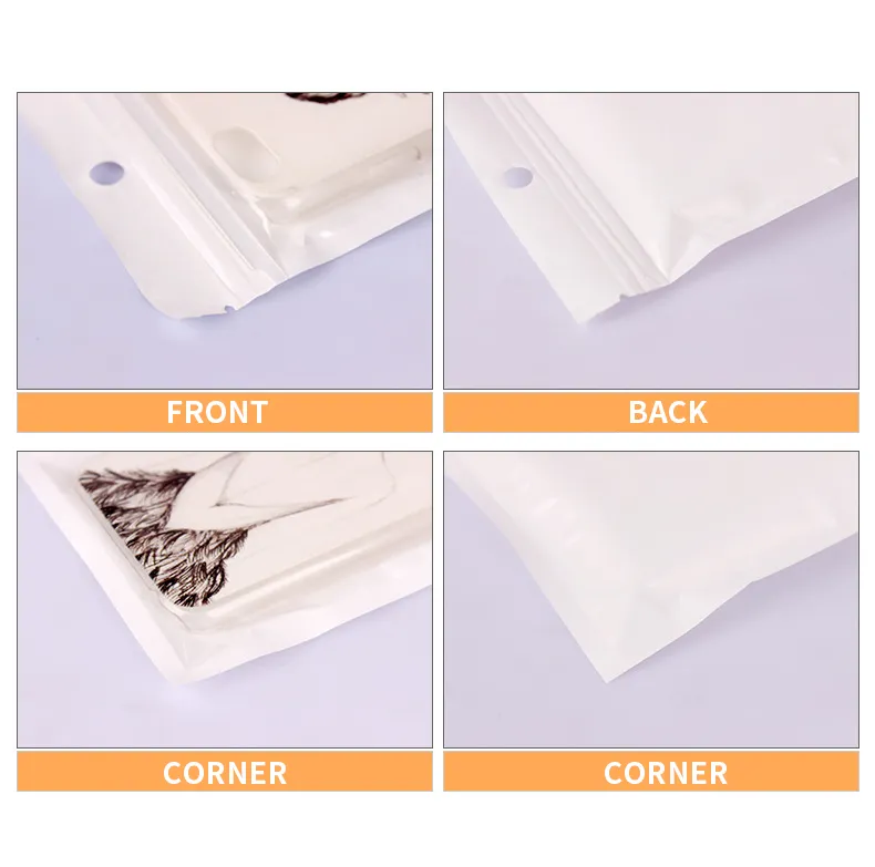 Blank White Package Bags Zip Bags for Cell Phone Case Shell for iPhone X 8 7 Plus Empty Bags for Phone Accessories