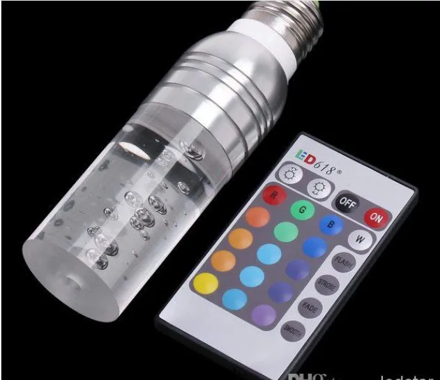 led colour change E27 E26 3W RGB Lights AC85-265V Change Crystal Led Bulbs Light With 24 Keys Remote Control 