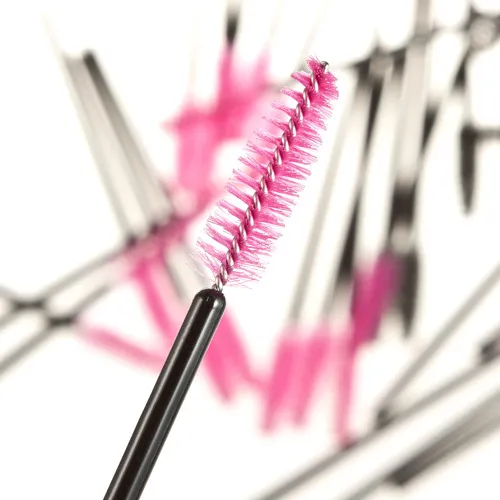 50 stks / pak Beschikbare wimperborstel Mascara Wands Applicator Make-up Cosmetische Tool Roze Blauw Geel Zwart 4 Kleuren