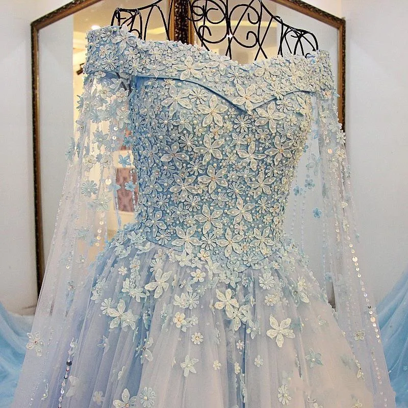 blue dress for baby girl Gray Blue Long Prom Dress, Gray Blue Graduation Formal Dress with Beading US 16 / Custom Color