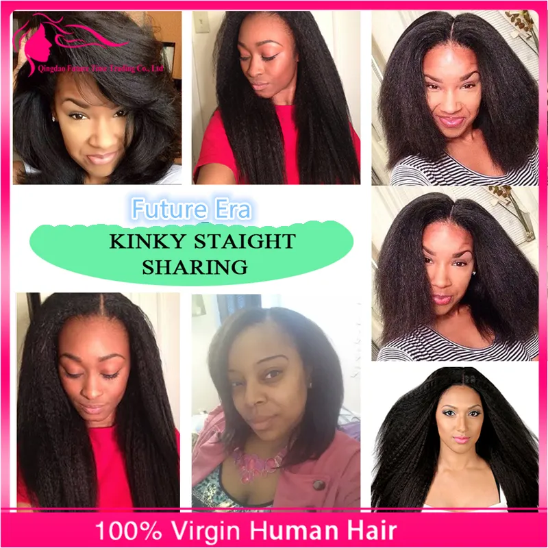 9A Mongolian Kinky Straight Human Hair With Closure Free Middle Three Part Italian Coarse Yaki Lace Closure With Bundles 