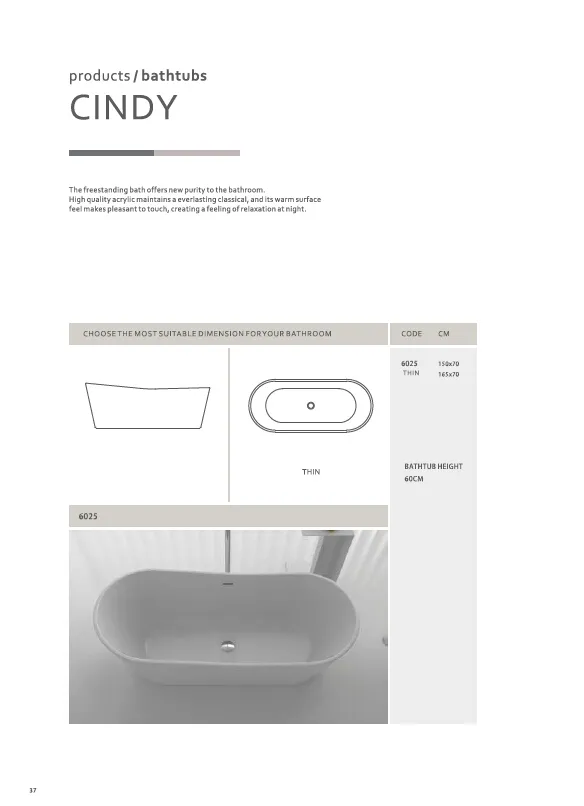 Ultra Thin Oval Freestanding Acrylic Ferguson Bathtubs CUPC Certified