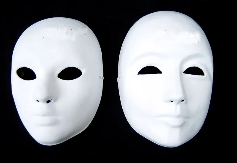 Blank White Full Face Mens Boys Masquerade Mask