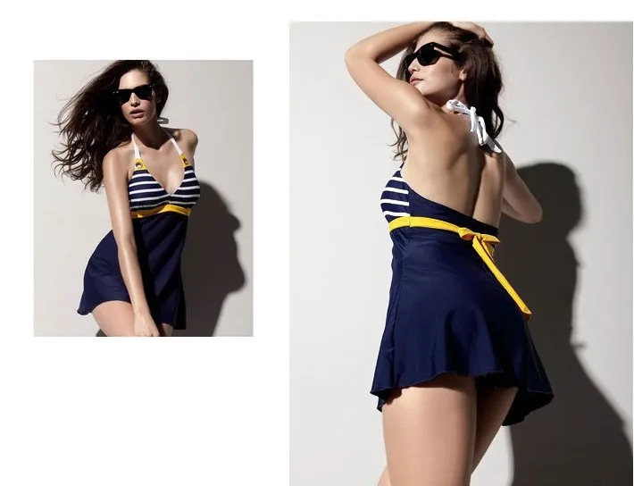 Dipinti navali Donne da bagno con una gonna e costumi da bagno plus size Sexy One Piece Swim Suit2254662