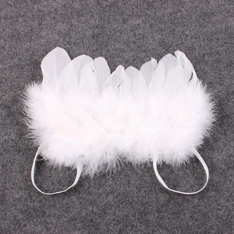 New Feathered Angel Wings + metallic ribbon Headband diamante rose Flower Set Perfect Babies little fairytale costume Photo Prop YM6116