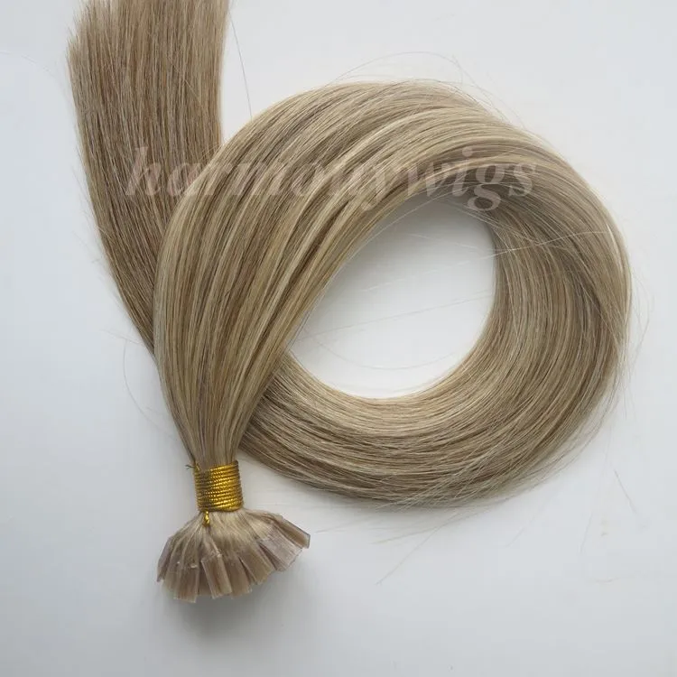 プリボンドフラットチップ人間の毛髪延長50g 50strands 18 20 22 22 24 Inch M8613ケラチンヘアProducts