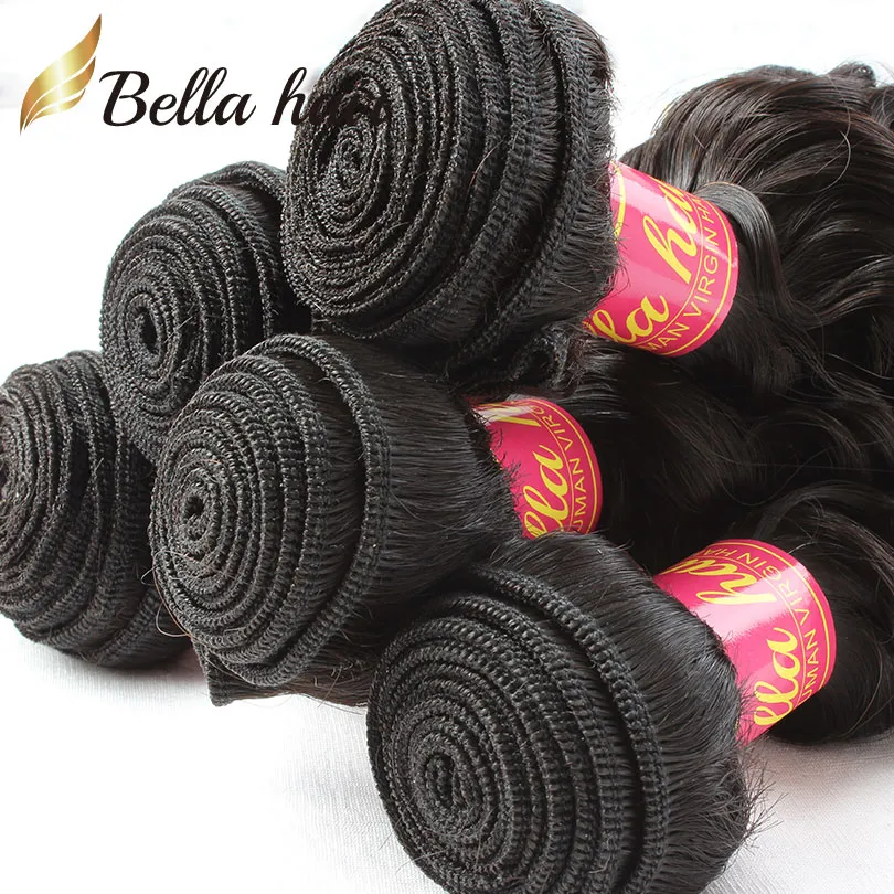 9A Gorgeous Curl Brazilian Human Weft 10-26inch Black Color Deep Wave Wavy Hair Extensions Thick Hair BELLAHAIR