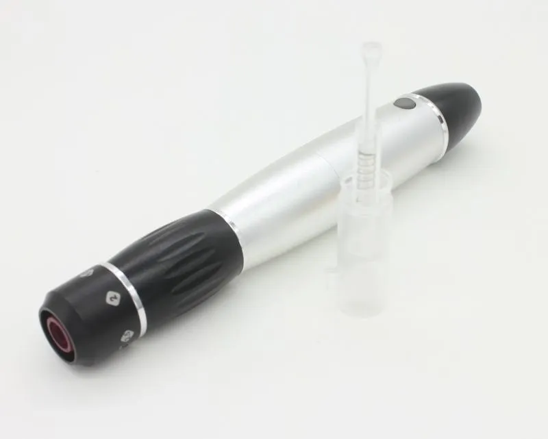 2015 Yeni gümüş Elektrikli Otomatik Derma Kalem Terapi Damga Anti-aging Yüz Mikro beyaz perakende ambalaj Ile İğneler elektrikli kalem dermapen