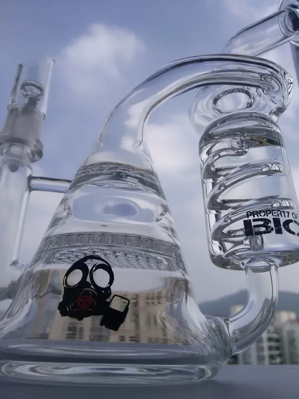 Glas Bong Recycler DAB Rigvattenrör 8,5 tums bikaka Percolator Glass Bubbler Heady Pipe Gratis frakt