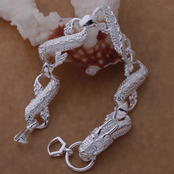 Gratis frakt med spårningsnummer Toppförsäljning 925 Silverarmband Great White Dragon Armband Silver Smycken 10st/mycket billigt 1592