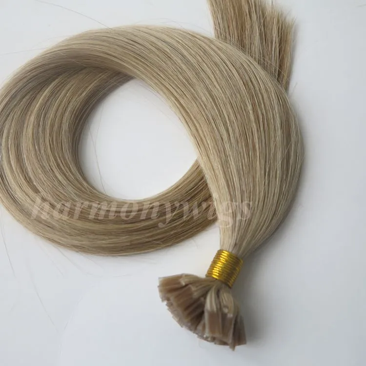 Pre Bonded Flat Tips Human Hair Extensions 50G 50Strands 18 20 22 24Inch M8613 Keratin Hårprodukter