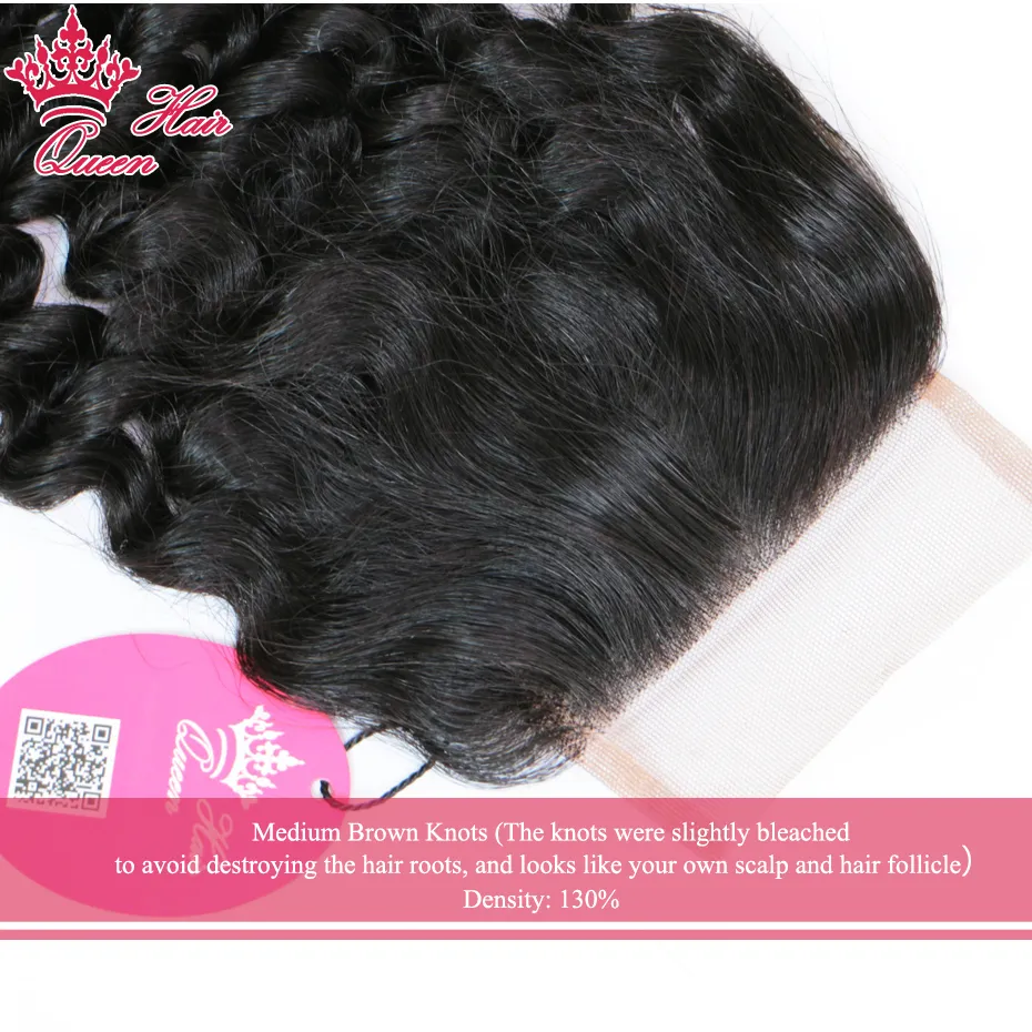 Queen Hair 100 Brazylijskie dziewicze ludzkie włosy 4x4 cala Część koronkowa zamknięcie 1020 cala głębokie kręcone splot 8A DHL FAST 8862447