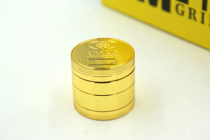 40 * 36mm 4 Layer Gold Pepper Grinders Metal Herb Grinder Hand Muller Tobacco Grinder Zinc Alloy CNC Tänder Grinders Gratis frakt MKK185