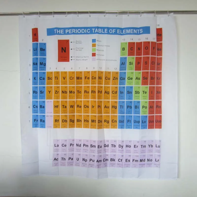 Creativo Poliestere Tavola periodica chimica Tende da doccia Tende da doccia imbottite impermeabili Tende da doccia bagno 180cm x180cm