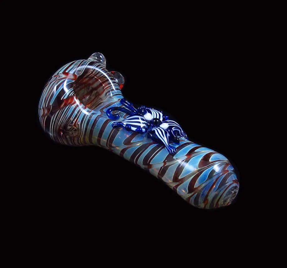 WSC-1019 стеклянные курительные трубки цветные табак ложка трубы с бабочка дизайн ручной трубы 100 мм