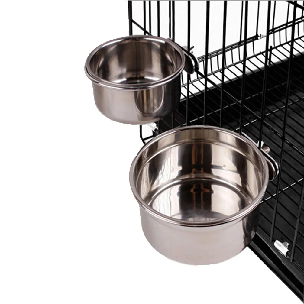 Stainless Steel Cage Coop Cup Bolt Clamp Hanger Bird Cat Dog Puppy Crate Bowl High Quality Silve