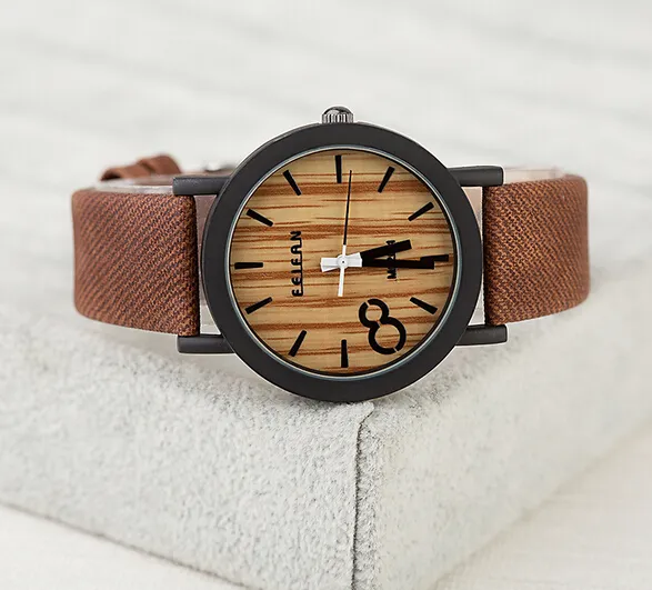 Feifan Women's Retro Wooden Grain Watch Quarzt Waist Bracelet Watch Leather Watches