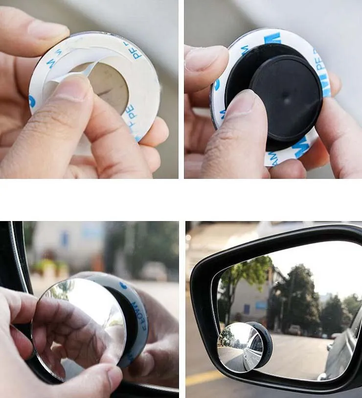 360 Degree Car Mirror Wide Angle Round Convex Blind Spot Mirror For Parking Rear View Mirror Rain Shade