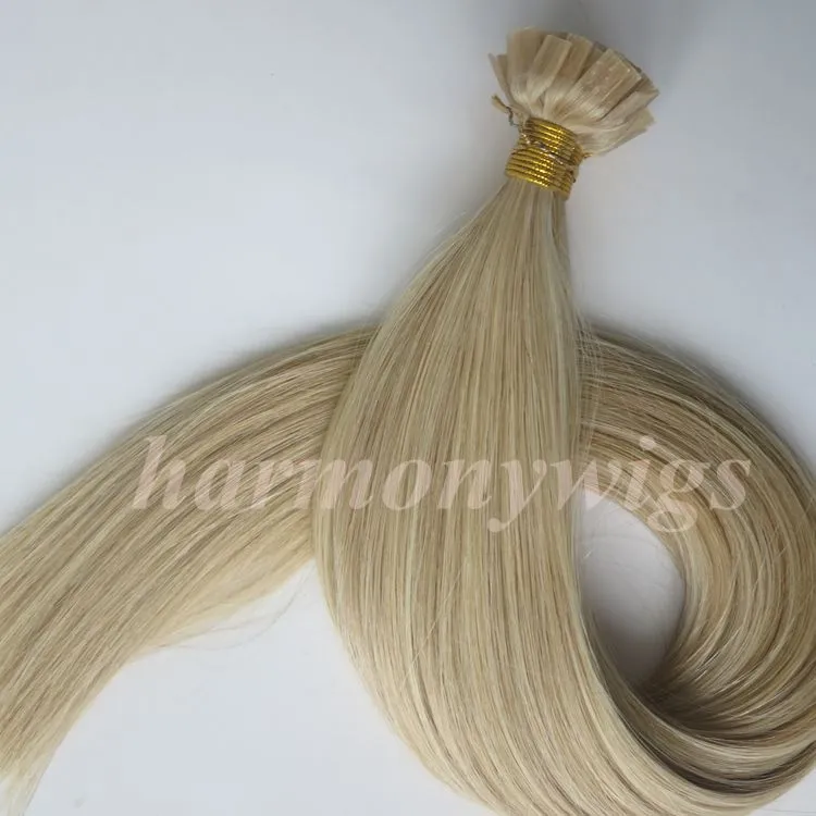 100Strands=100g Pre bonded Flat Tip human Hair Extensions 18 20 22 24inch M27&Brazilian Indian Keratin Human Hair