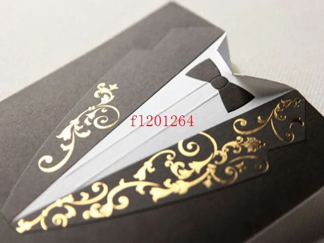 Printable Customizable Laser Cut Groom and Bride Black&White Engagement Wedding Invitation Card