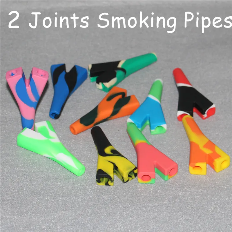 Tillverkare 2 Joints Holder Silicone Pipe Raw Blunt Bubbler Rökning Bubble Pipes Small Handpipe DHL5507003
