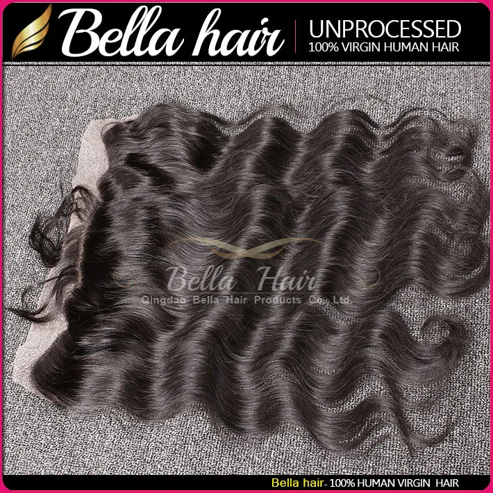 11A 13x4 Lace Frontal One Donor Closure Hair Pieces Brazilian Virgin Human Preplucked with Baby Hair Dyeable Wavy Body Wave Ear to Ear Black Color Bella Hair SALE