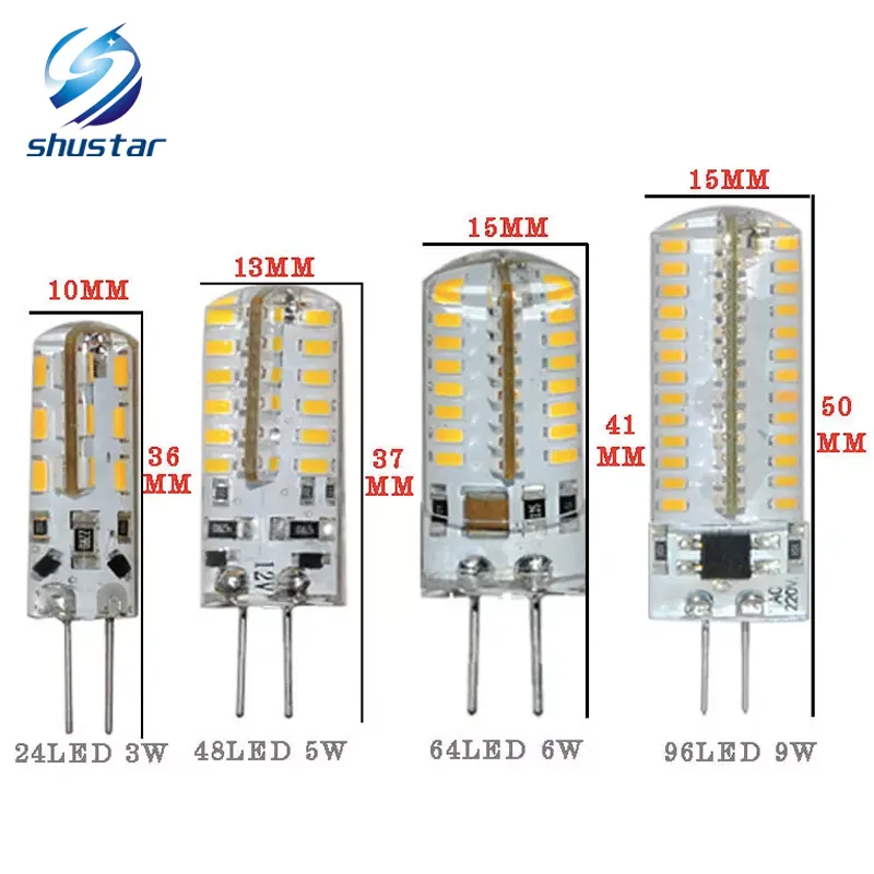 Lâmpadas led G4 lâmpadas de luz G9 lâmpadas AC / DC12V / 220V / 110V lustres LED Lustres luminosos SMD3014 decoração de lâmpadas LED de silicone g4