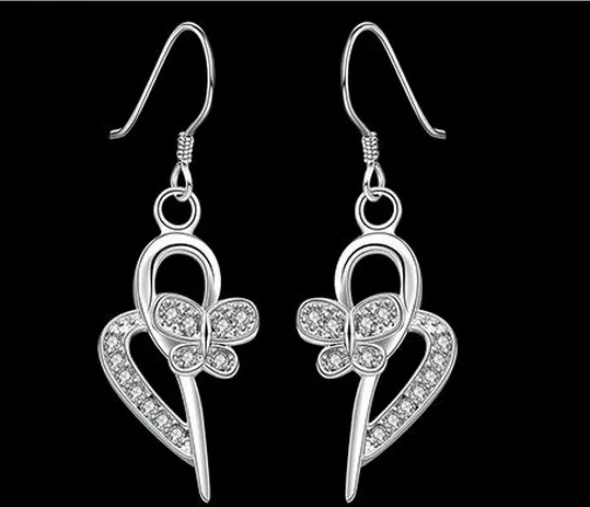 925 Sterling Silver Earrings crisântemo borboleta espinha de peixe A ameixa flor de bambu Dangle Brincos Ordem Mix 30 pares / lote