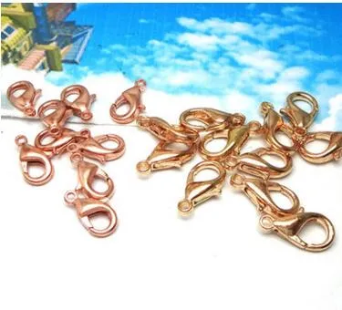 14mm cor-de-rosa banhado a ouro fecho de lagosta DIY descobertas de jóias fazendo para pulseira colar acessórios clasps