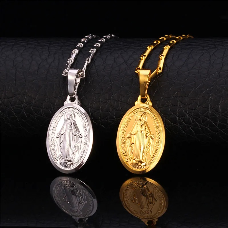 Nad Dziewicy Naszyjnik 18K Real Gold / Platinum / Róża Pozłacane Krzyż Symbol Jezus Piece Jewelry