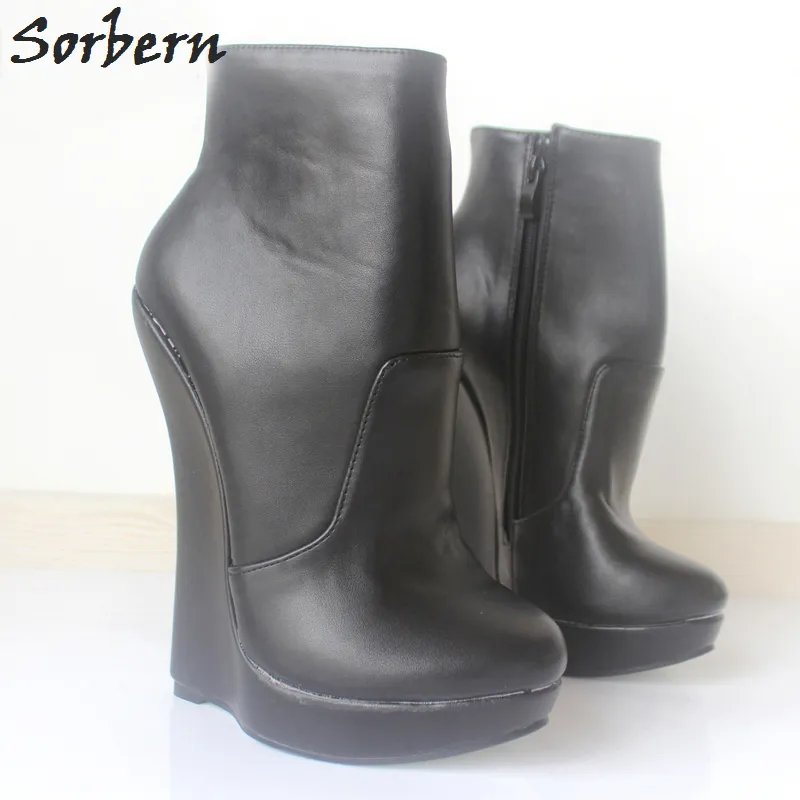 Sorbern Custom Boots Fetish Stallion Horse Hoof Sole Ankle Boots With Zip BDSM Platform Rock Star Night Club Goth Punk Hi Heel Boot