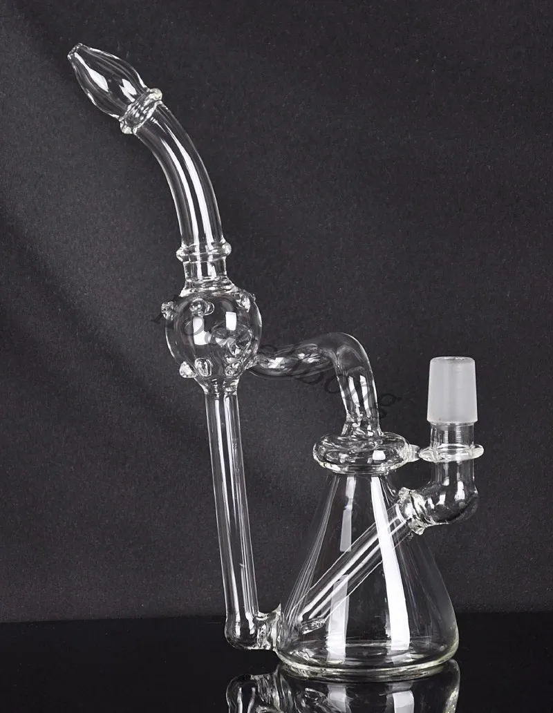 Cyclone Helix Glass Bong Heady Double Recycle Hookah Bubber Vattenrör Koncentrat Riggar i mycket robust glas 14,4 mm Manlig