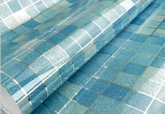 Nowy przyjeżdża Anti Oil Wallpaper Mozaika Szara folia aluminiowa do Kuchnia Odporna na wysoki temperaturę Waterproof Wodoodporność