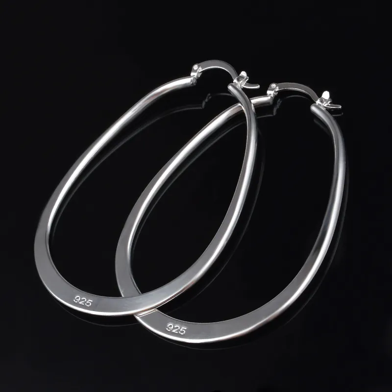 Cheap 925 sterling silver plated large hoop earrings TOP quality fashion jewelry for women Free shipping