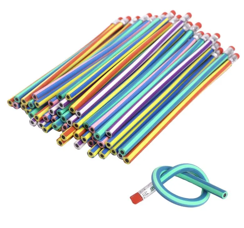 Mignon coloré pliable doux crayon avec gomme jouet coréen papeterie étudiant enrichissant cadeau enfants école équipement amusant