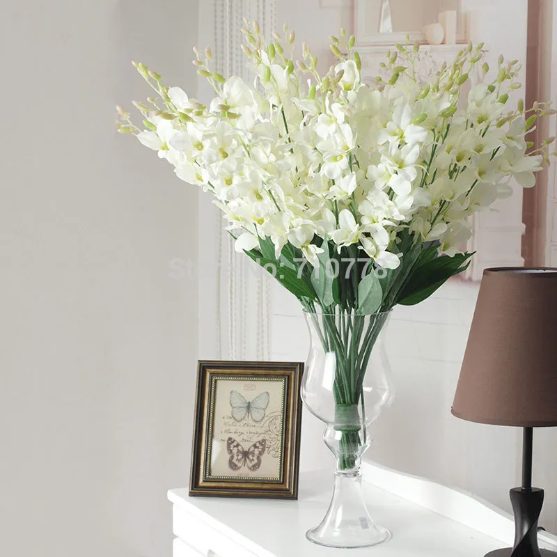 4colors fiori di seta artificiale falso singolo Cattleya fiore per decorazioni di nozze fai da te casa fiori decorativi cymbidium orchidea