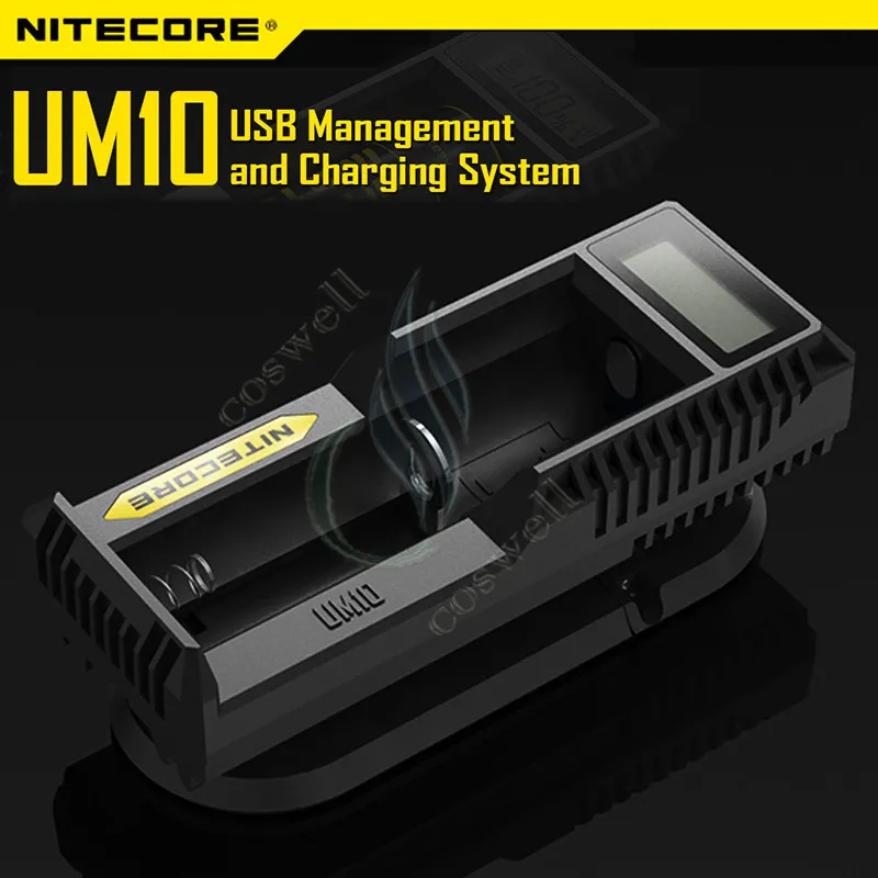 Nitecore UM10 Ladegerät Intelligentes UM 10 LCD-Display für Li-Ion IMR-Akku 18650 18490 18350 17670 VS Nitecore I2 I4 D2 D4 UM20