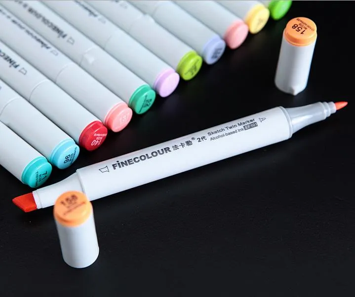 Les plus récents stylos marqueurs finecolour de deuxième génération Stylo FINECOLOUR Sketch Stylos de peinture d'art peints à la main total 160colors sac cadeau gratuit sacs à stylos