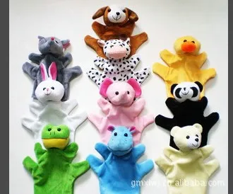 12 estilos em um saco Do Bebê de Pelúcia Macia Veludo Animal Fantoches de Mão Crianças Animal Fantoche de Dedo TOYS Preschool Jardim de Infância fedex dhl navio livre