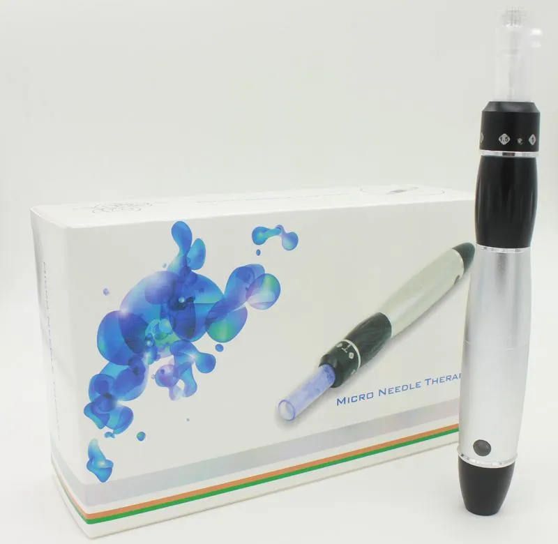 DHL Silver Electric Auto Derma Pen Therapie Postzegel Anti-Aging Facial Micro Naalden Elektrische Pen met White Retail Packing Dermapen / 