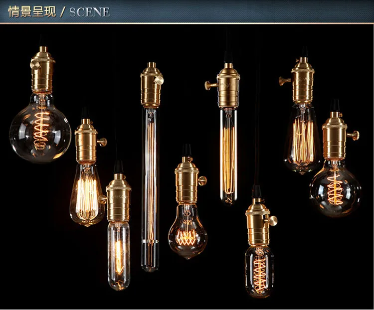 40w Antik Retro Vintage Edison glödlampa E27 glödlampor ST64 glödlampa Edison lamparmaturer Heminredning.